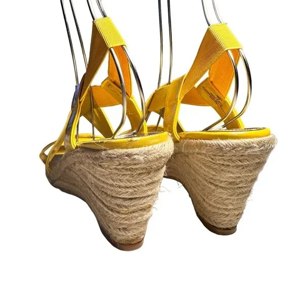 Bandolino Yellow Stretch Fabric Wedge Sandal 10.5M - Picture 5 of 11